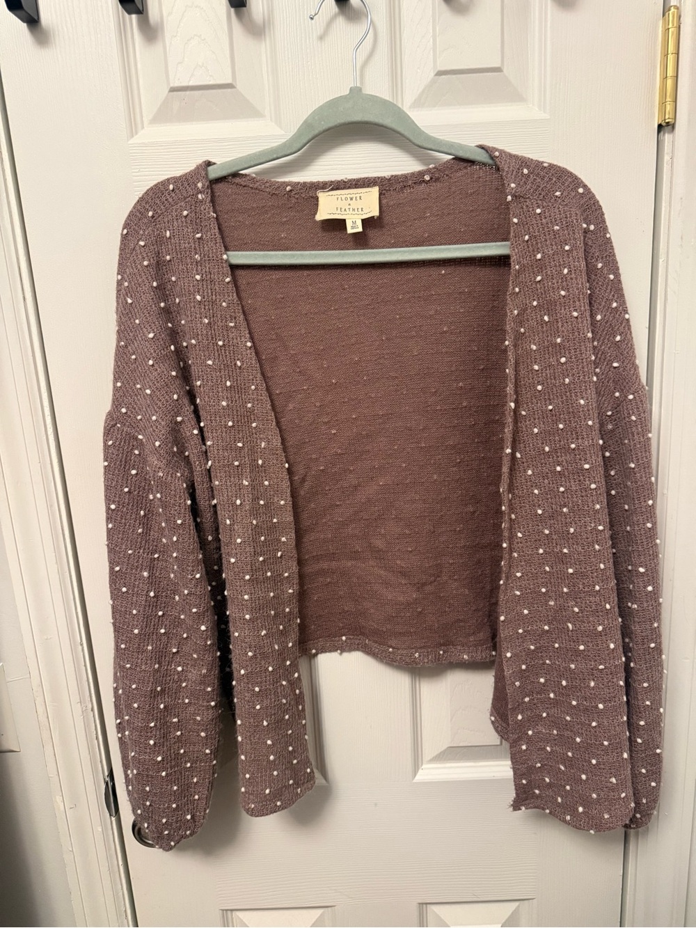 Mauve Dot Open Cardigan Sweater
